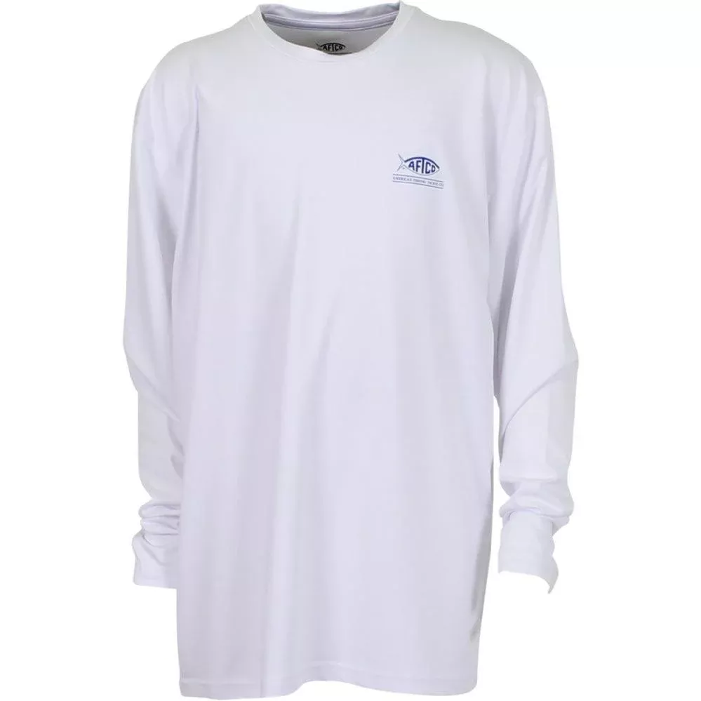 AFTCO Youth Flipper Long Sleeve Performance Knit Shirt - White