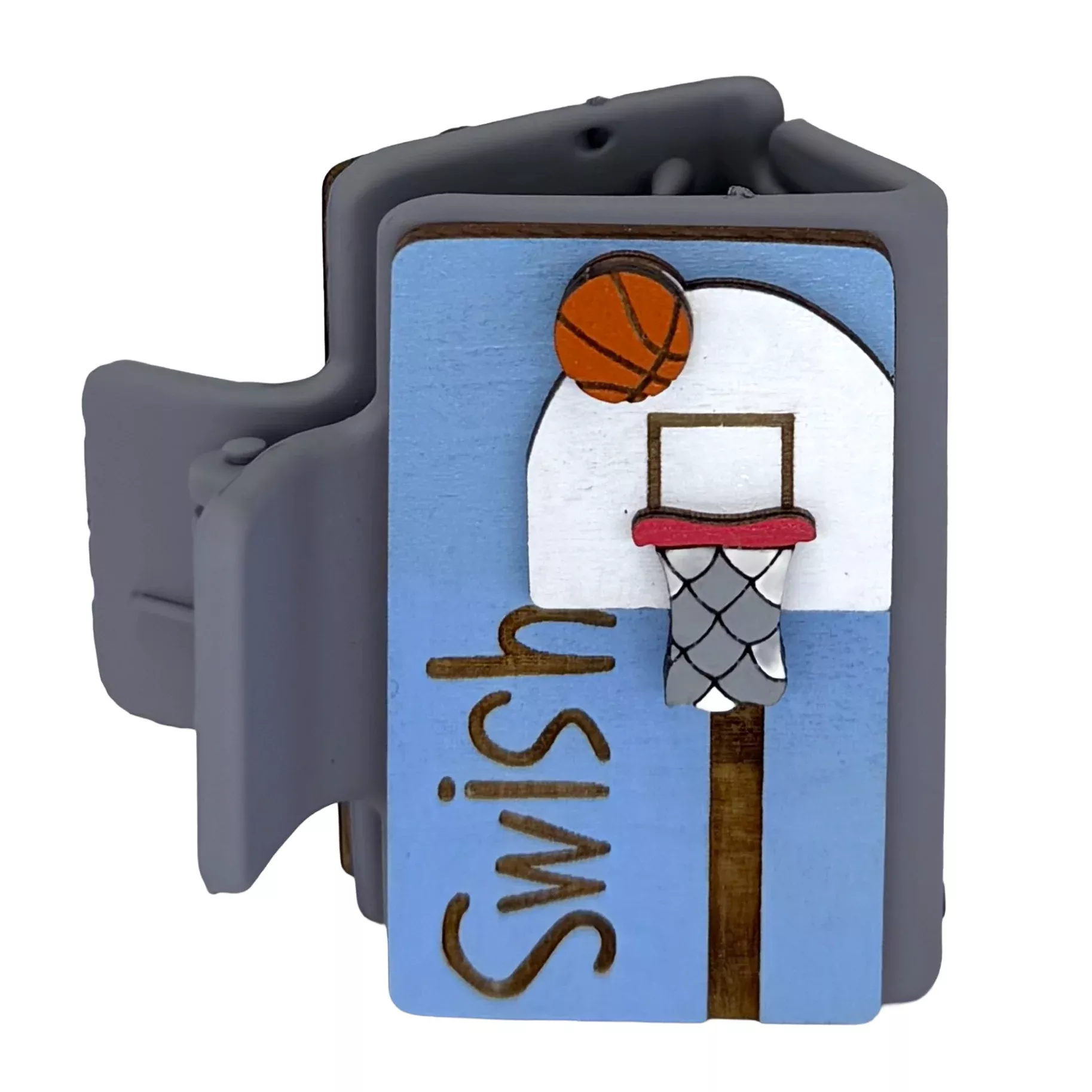 Basketball Swish Hairclip 2"