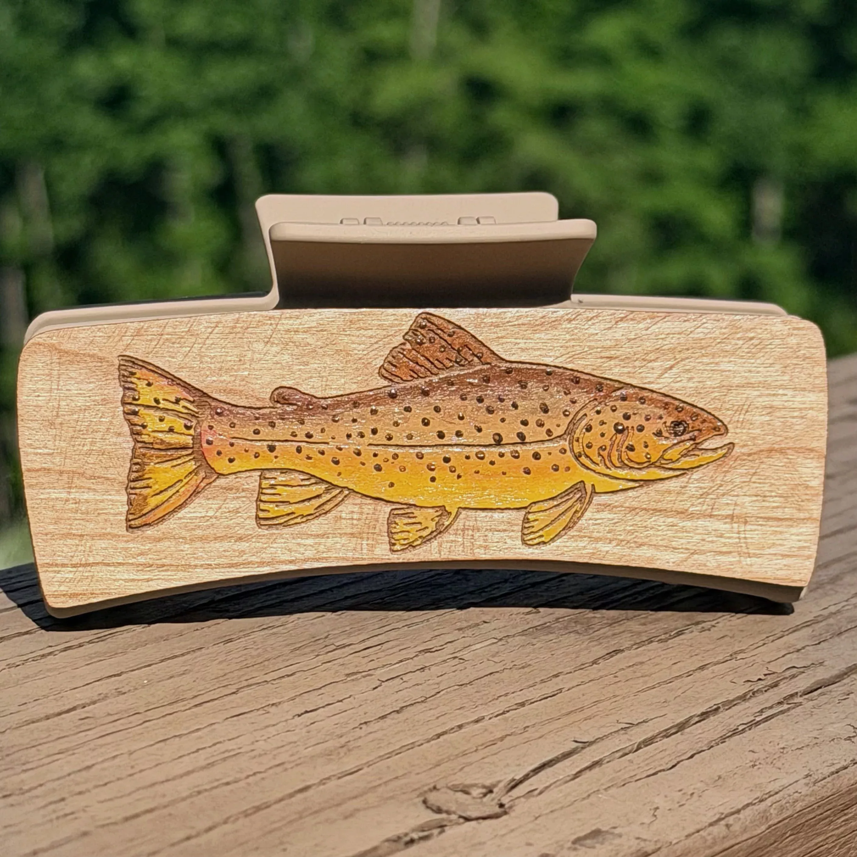Brown Trout Hand-painted Hair Clip