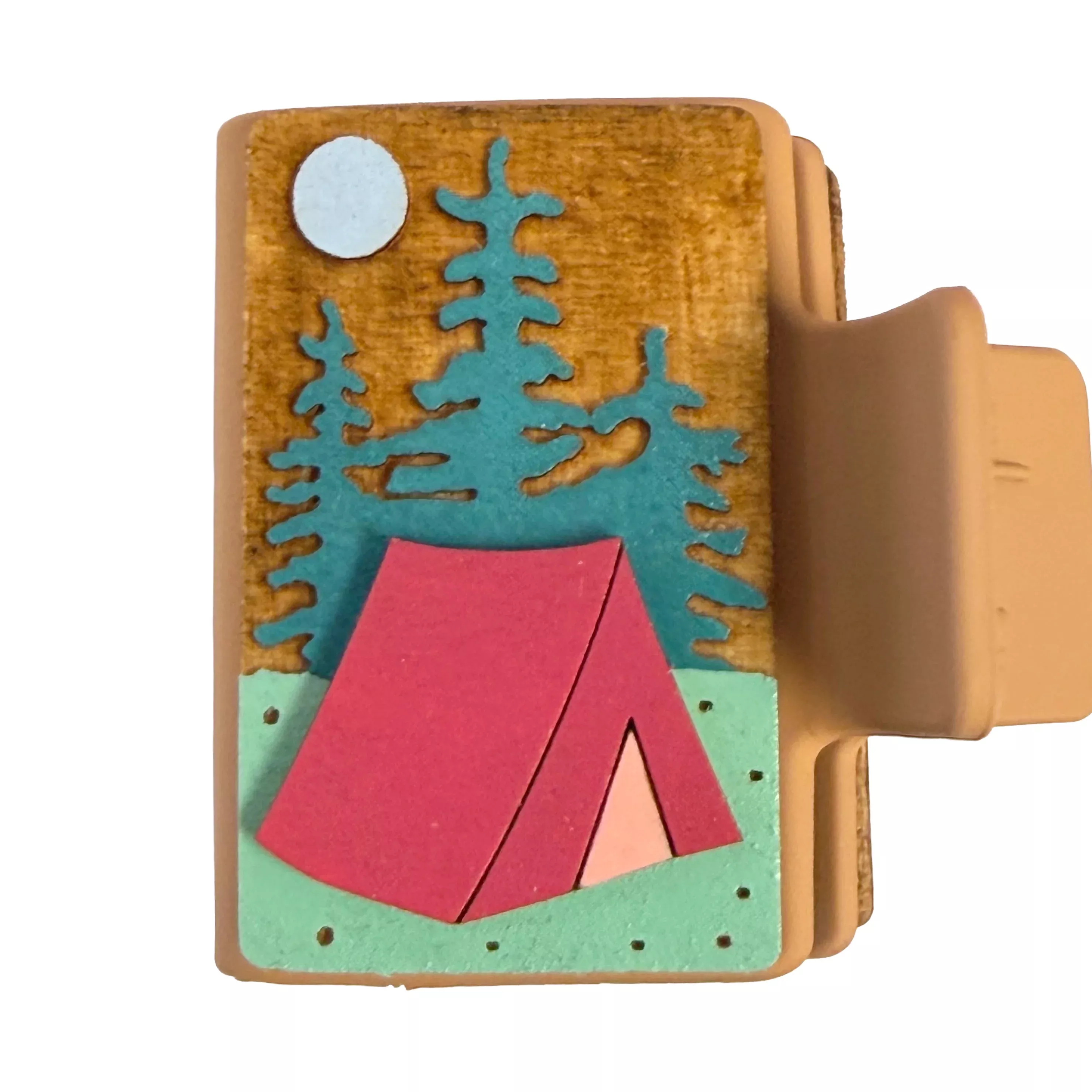 Camping 2” Hand painted Hair Clip