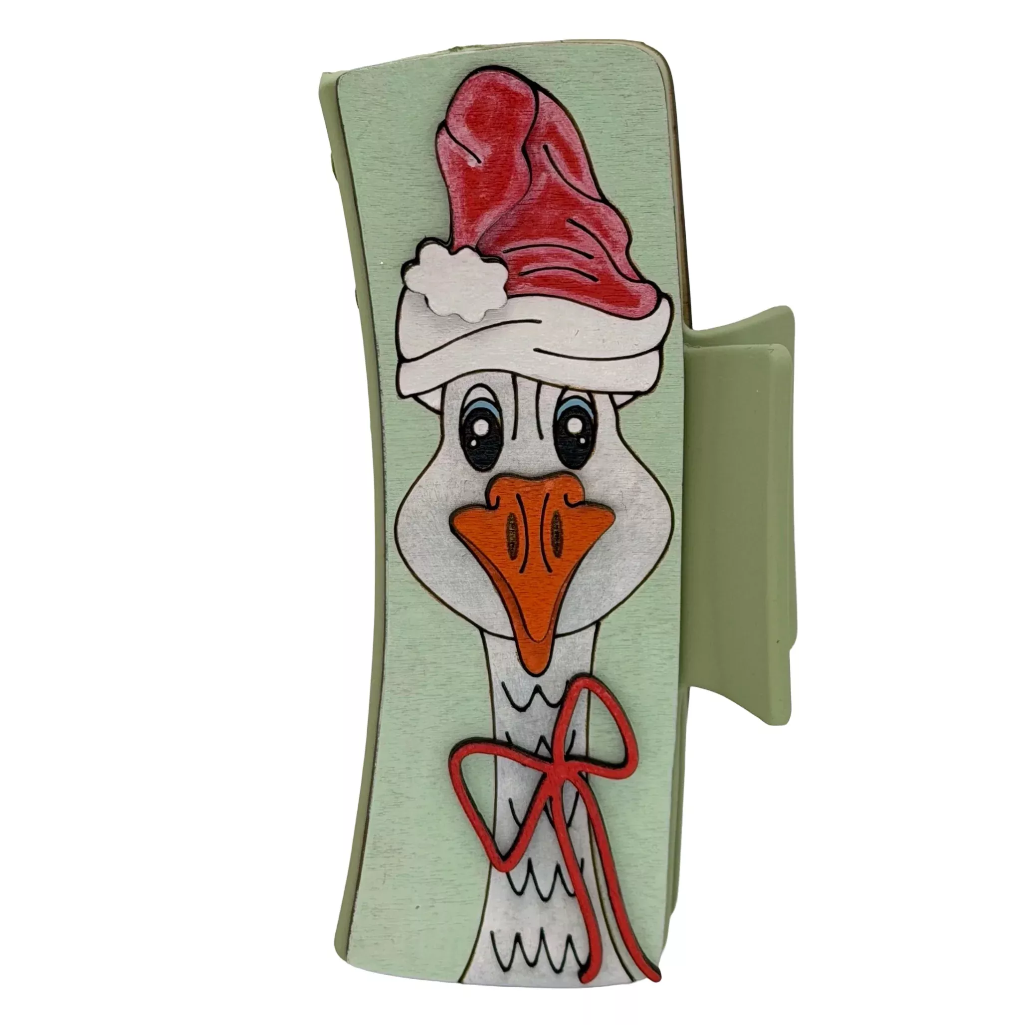 Christmas Goose - Green Hairclip