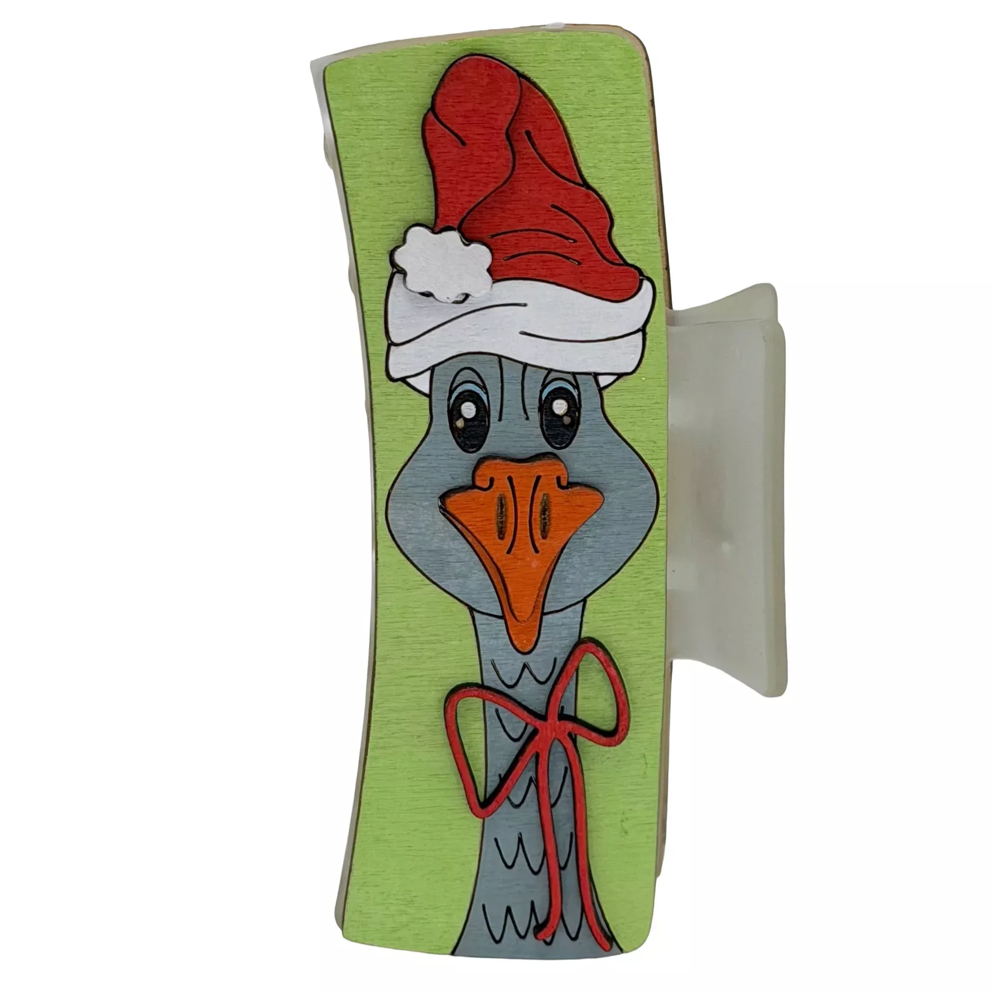 Christmas Goose - Matte Clear Hairclip