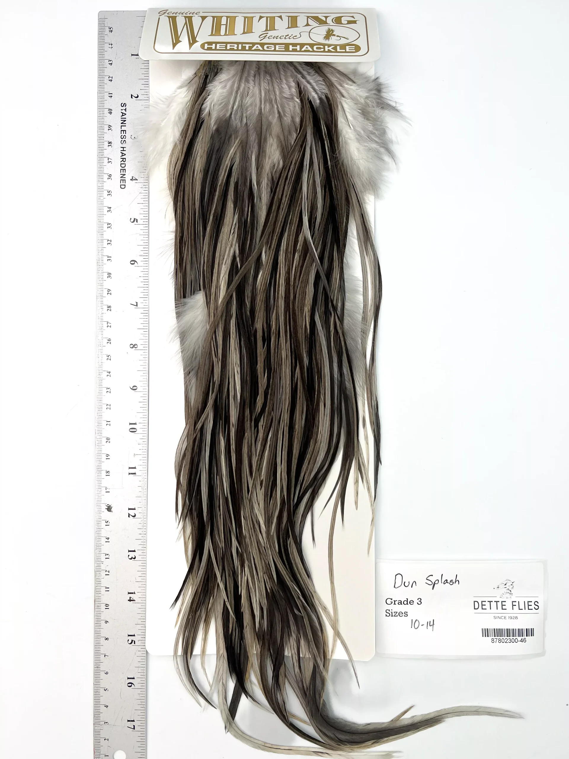 Dun Splash - Whiting Heritage Hackle Rooster Saddle - Grade 3 (#46)