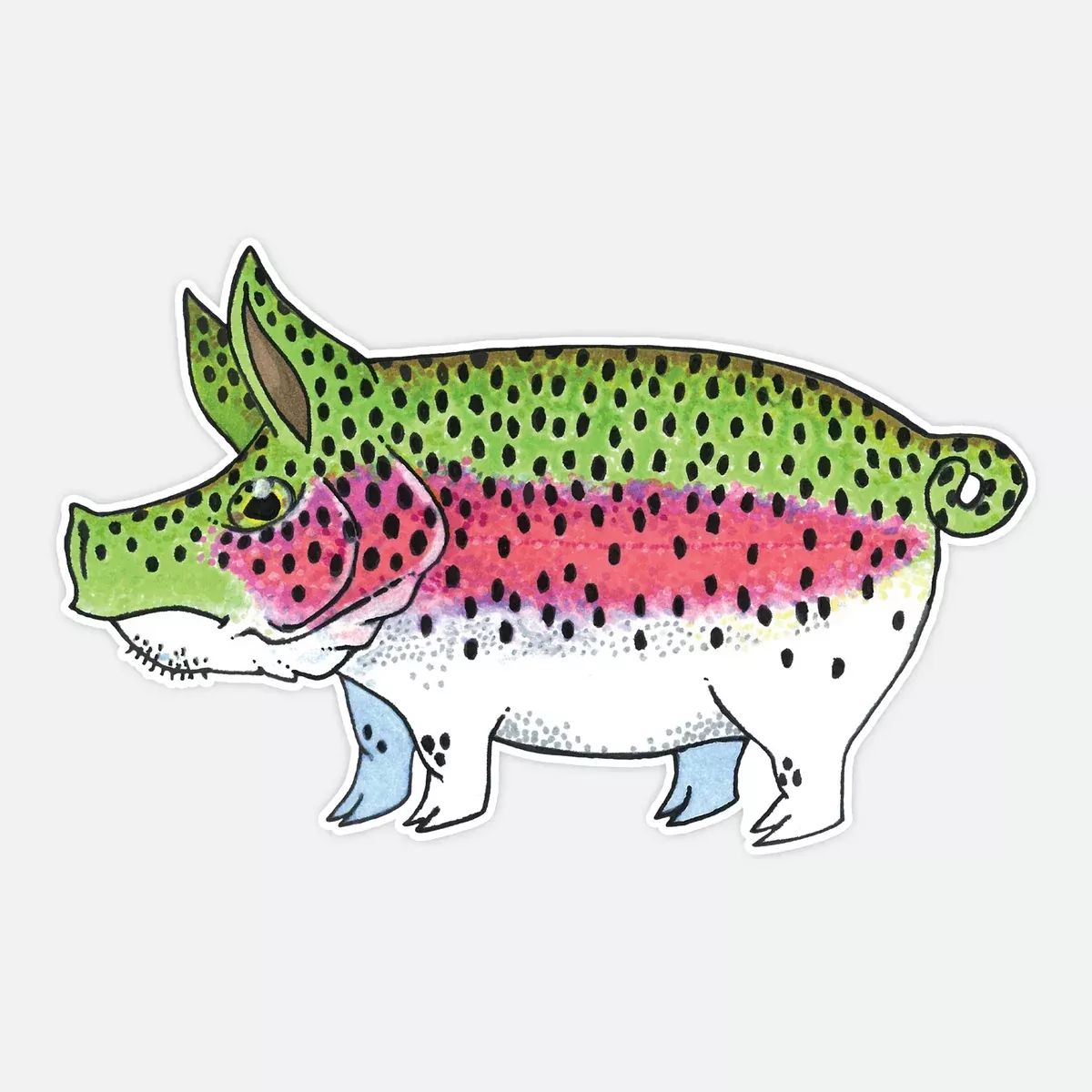 Pig Rainbow Trout Sticker