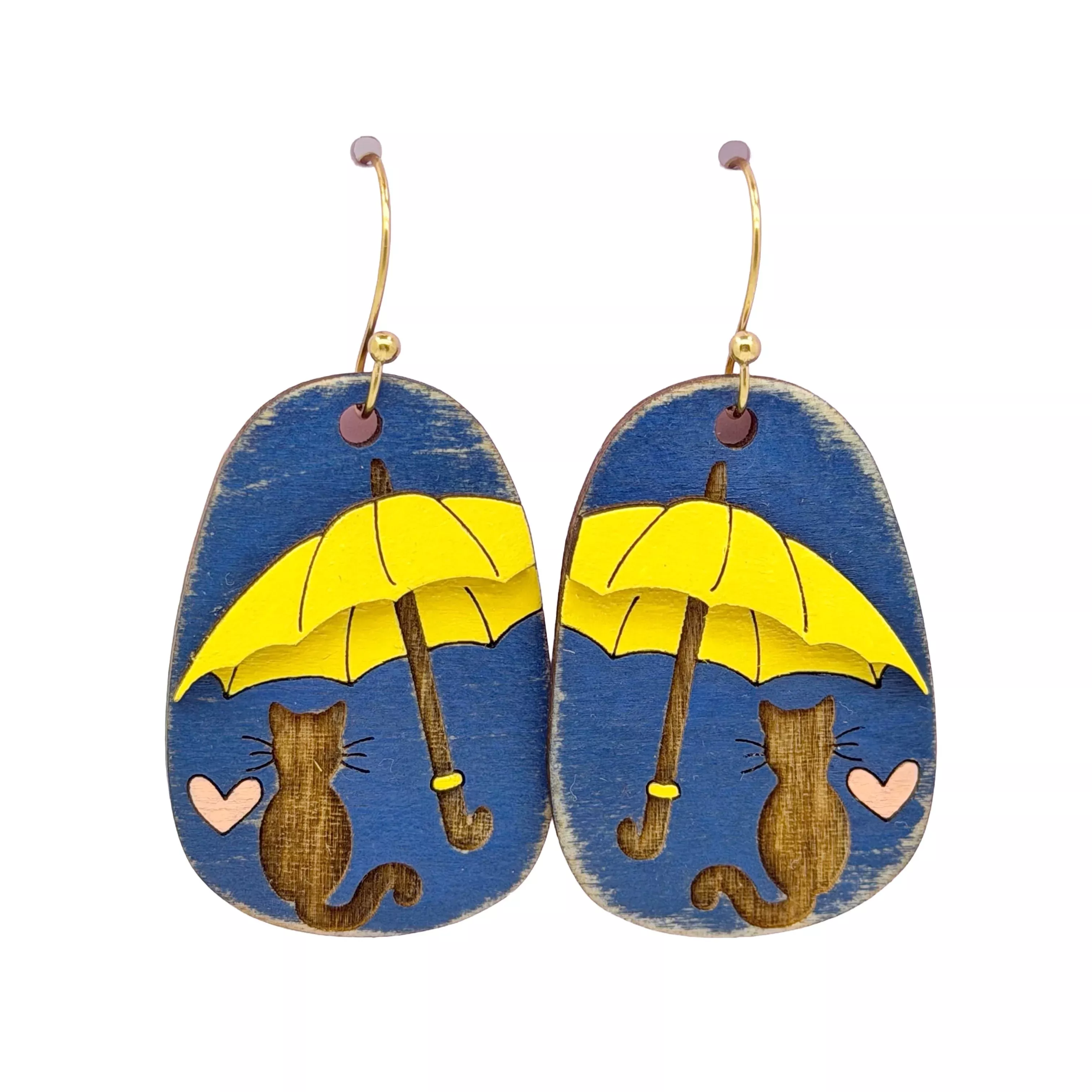 Rainy Day Cat Dangle Earrings